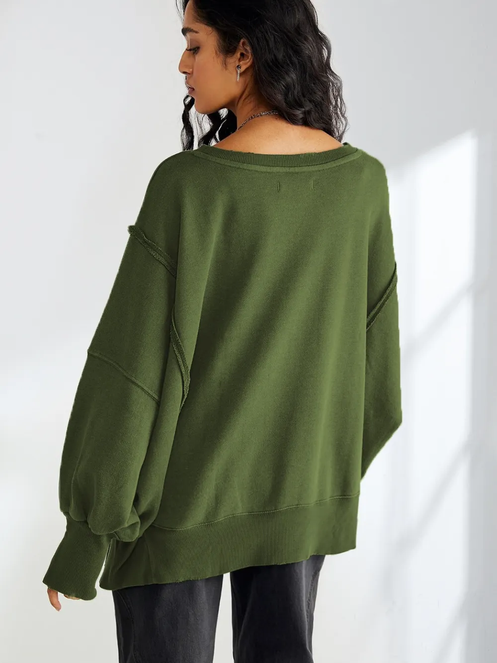 Slit Round Neck Dropped Shoulder T-Shirt, image 12