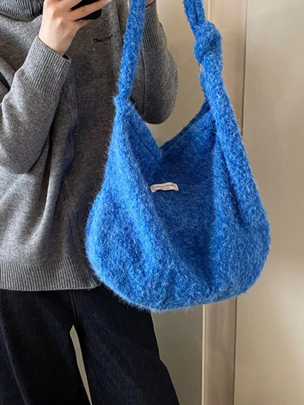 Fuzzy Solid Color Crossbody Bag, image 17