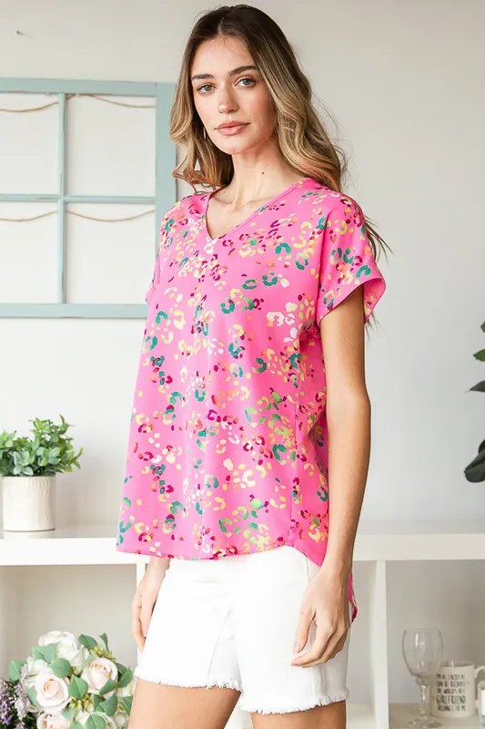 Full Size Animal print V-Neck Short Sleeve T-Shirt Plus Size, image 13