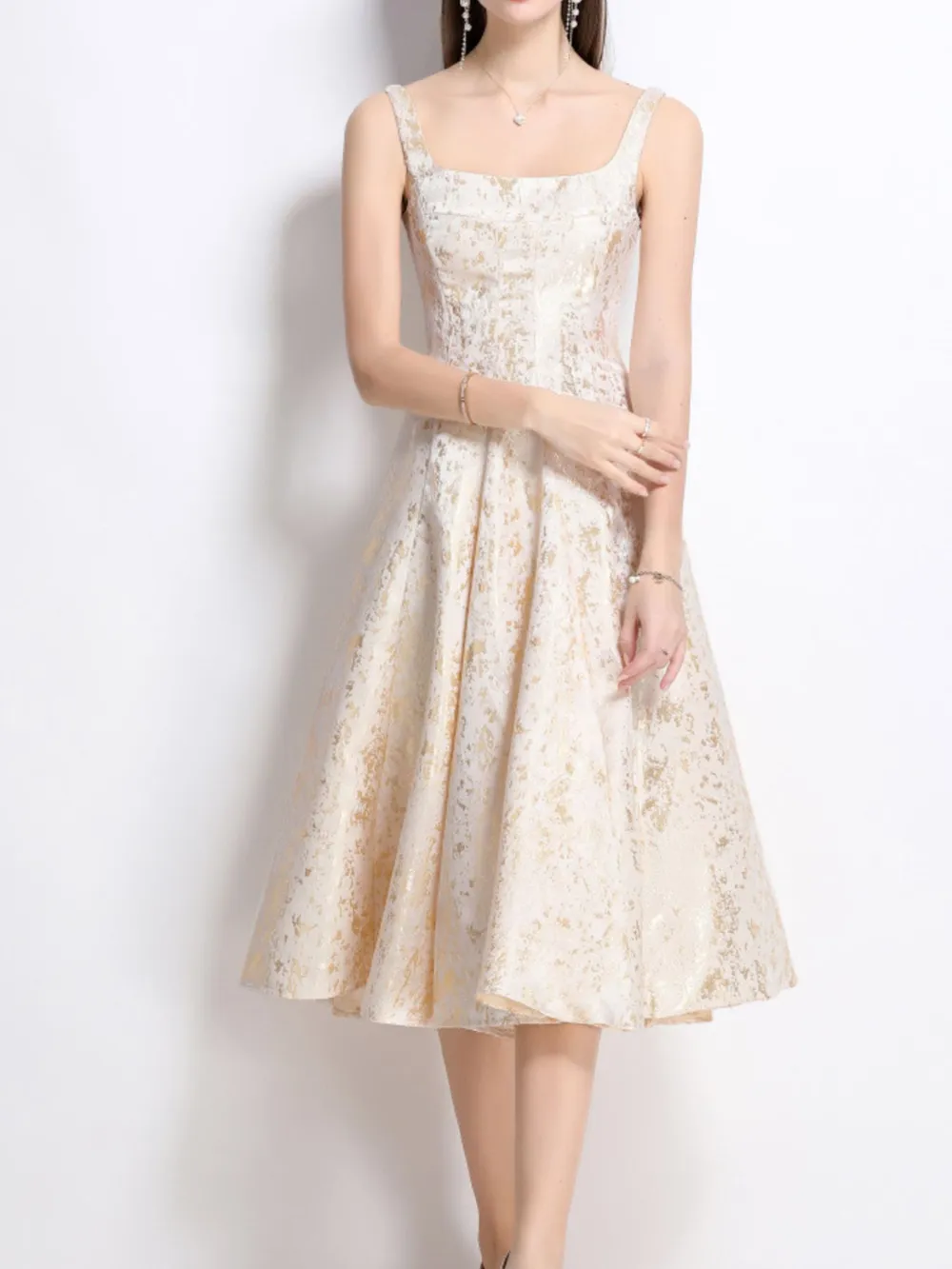 Floral A-Line Sleeveless Midi Dress, image 3