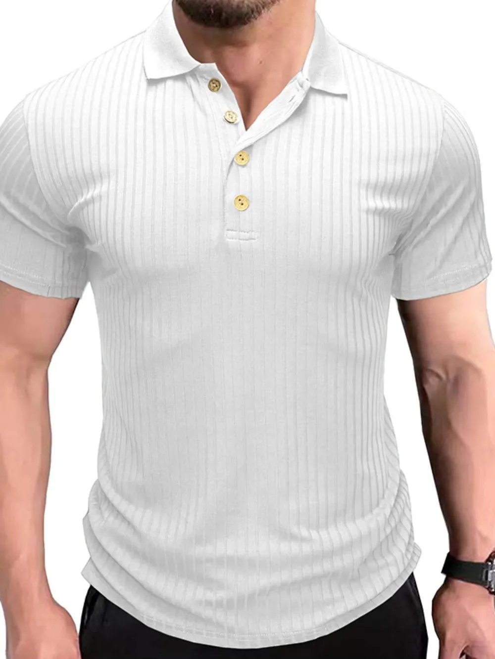 Men's Ribbed Knit Slim Fit Polo Shirt, image 6