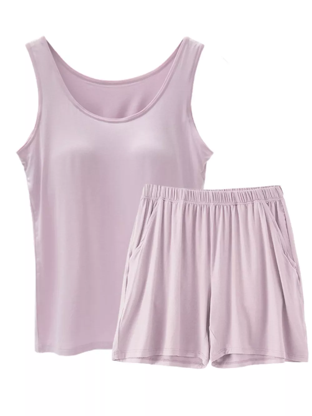 Plus Size Modal Padded Sleeveless Tank Top & Shorts Set, image 8