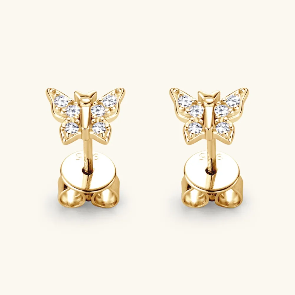 Moissanite 925 Sterling Silver Butterfly Stud Earrings, image 6