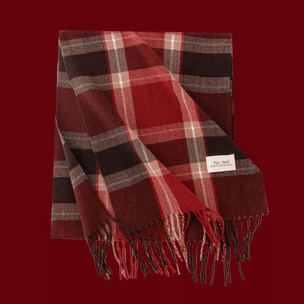 Plaid Fringe Scarf