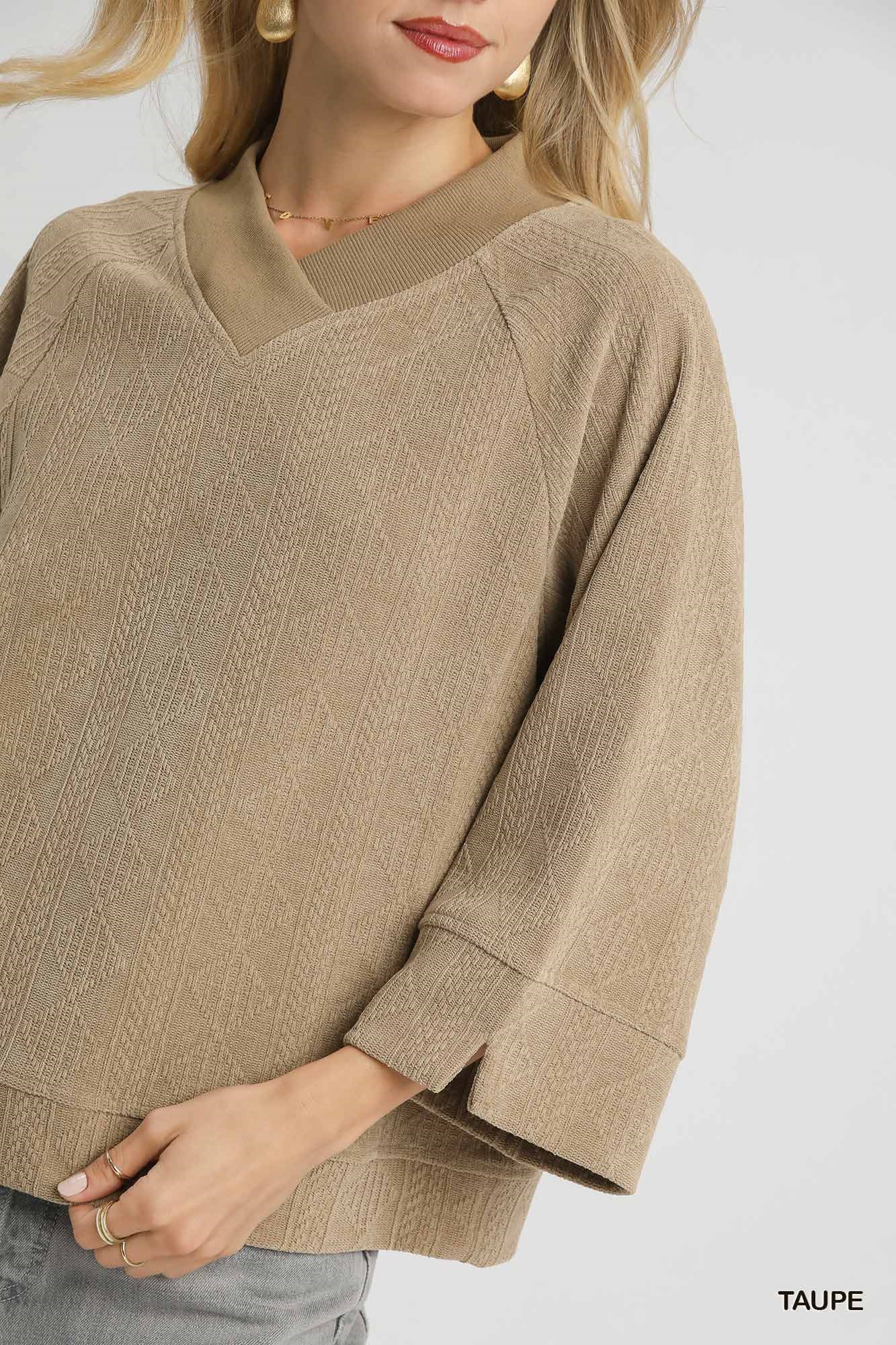 Textured Knit V-Neck Top, image 5