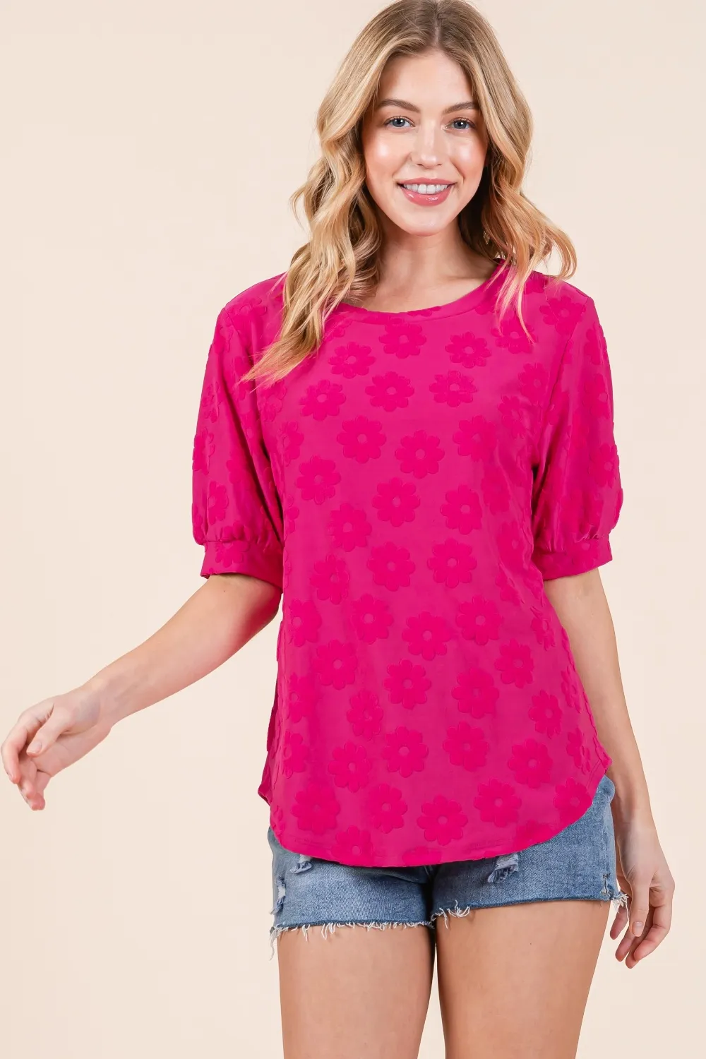 Textured Floral Pattern Top, image 3