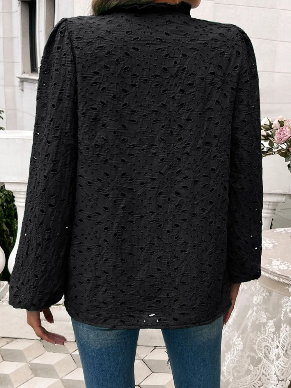 Frill Round Neck Long Sleeve Shirt, image 10