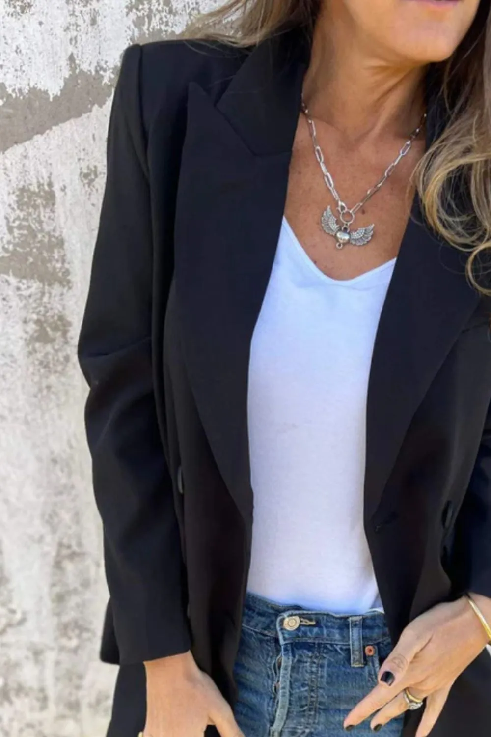 Full Size Collared Neck Long Sleeve Blazer, image 4