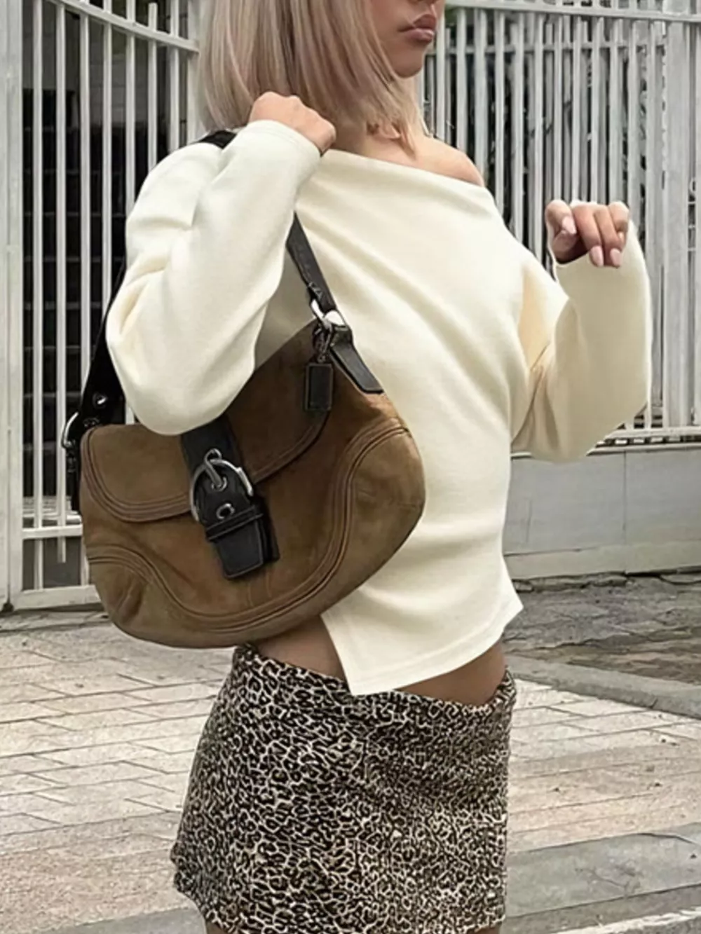 Asymmetrical Off-Shoulder Long Sleeve T-Shirt, image 5