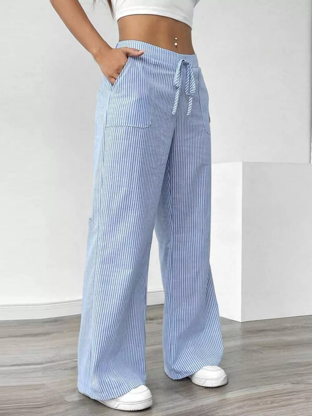 Striped Wide Leg Pants, image 4