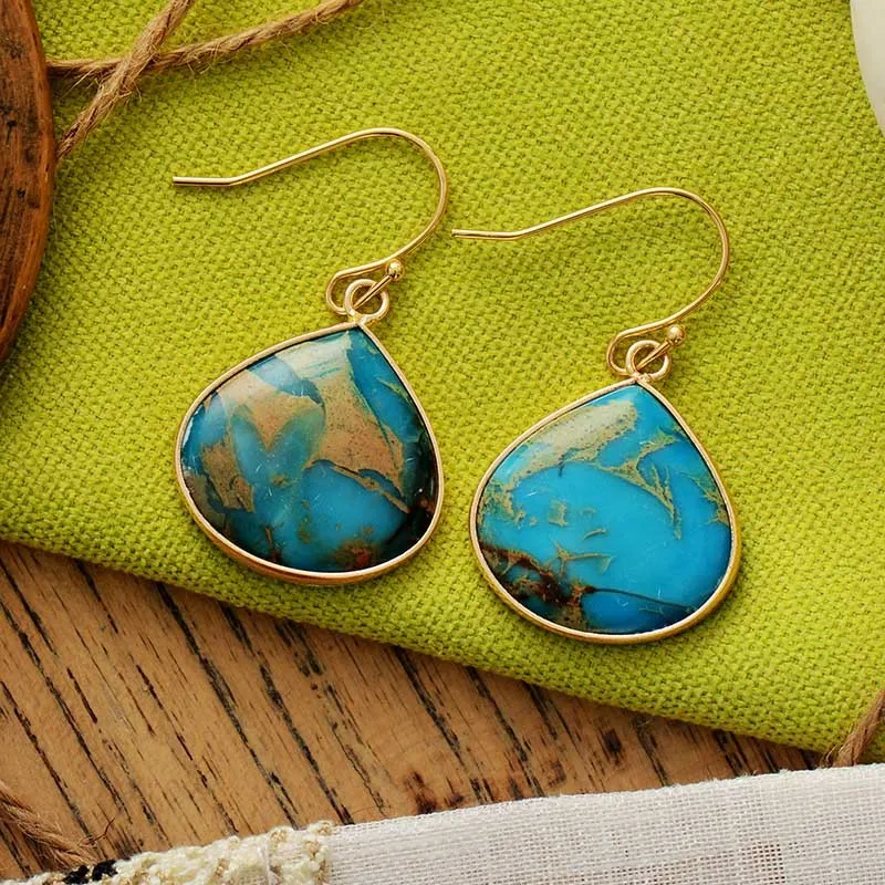 18K Gold-Plated Natural Stone Earrings, image 2