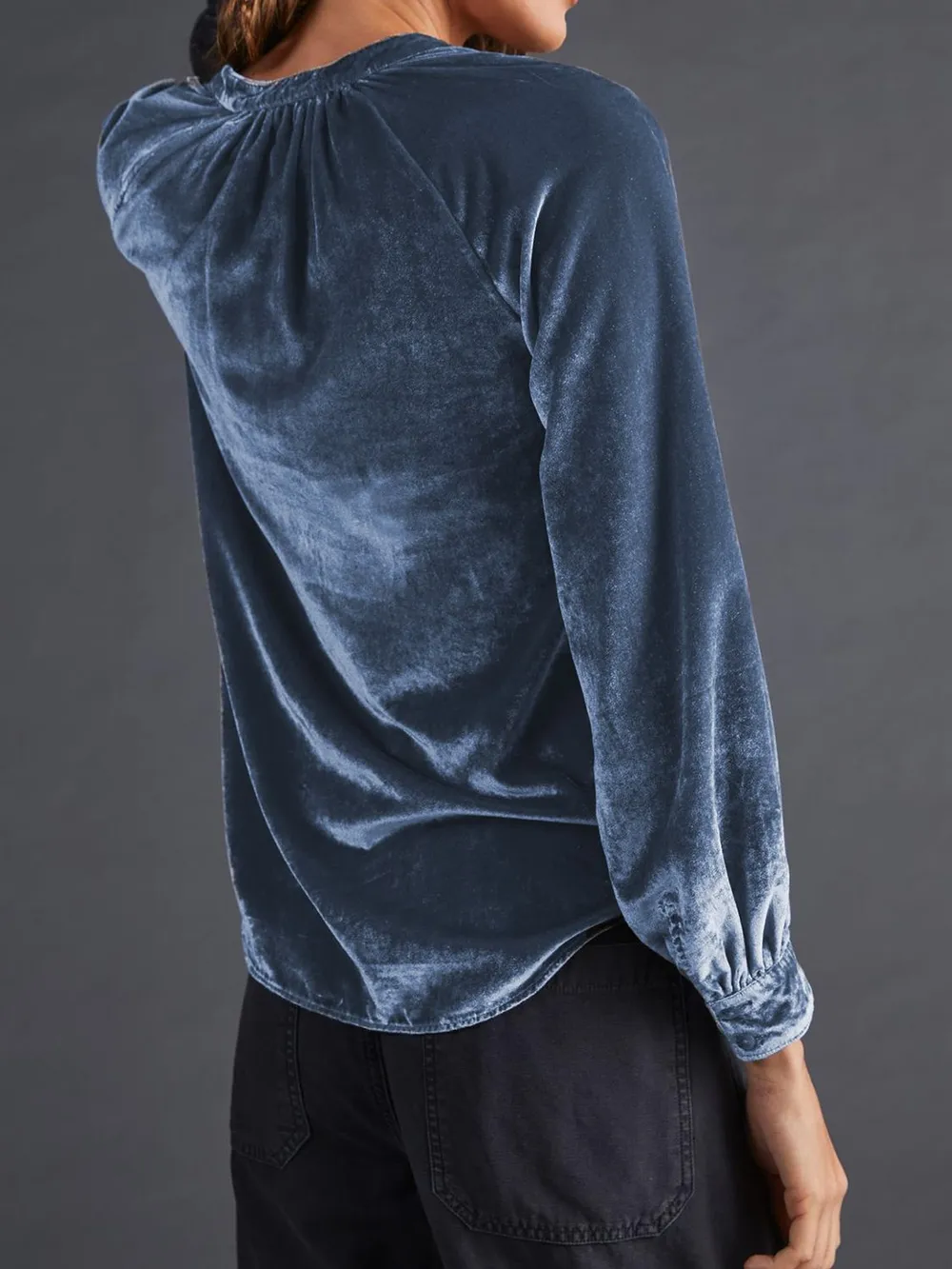 Notched Button Down Long Sleeve Shirt, image 6