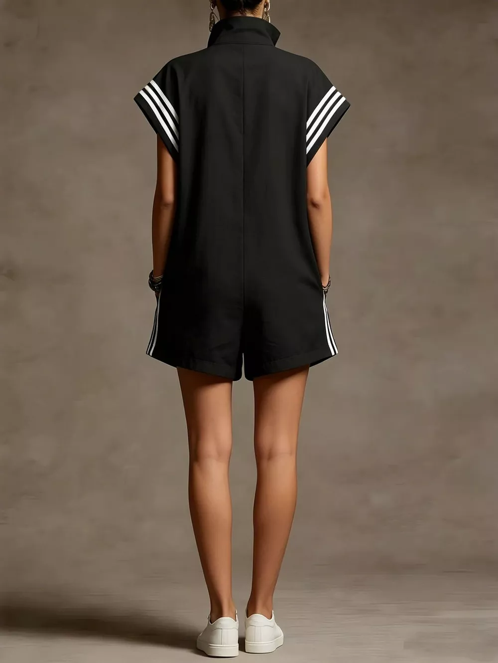 Striped Zip Front Romper, image 5