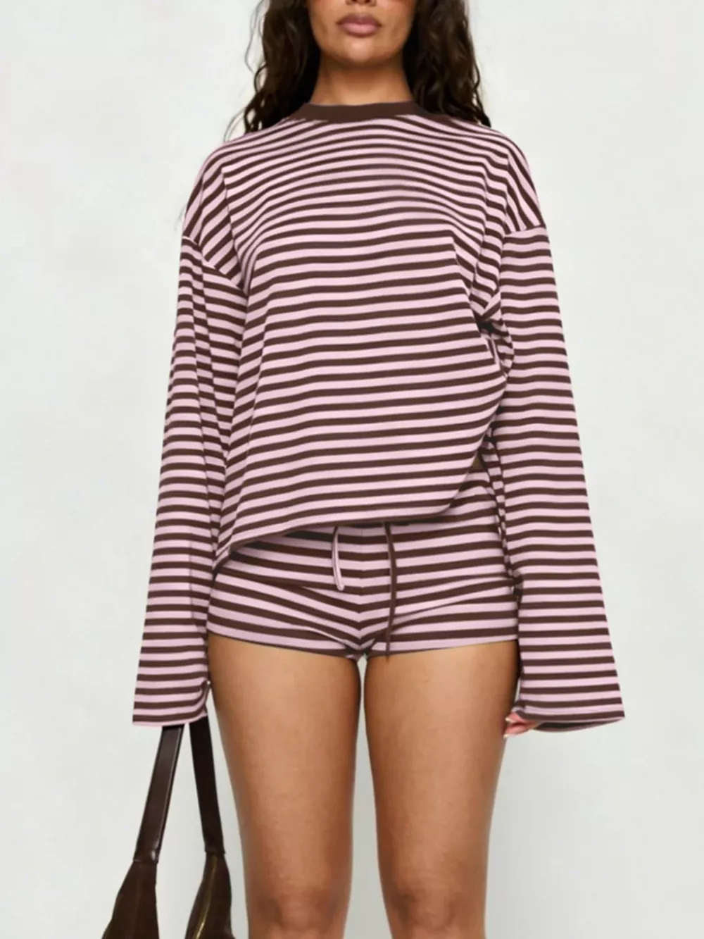 Striped Long Sleeve Top and Shorts Set, image 3