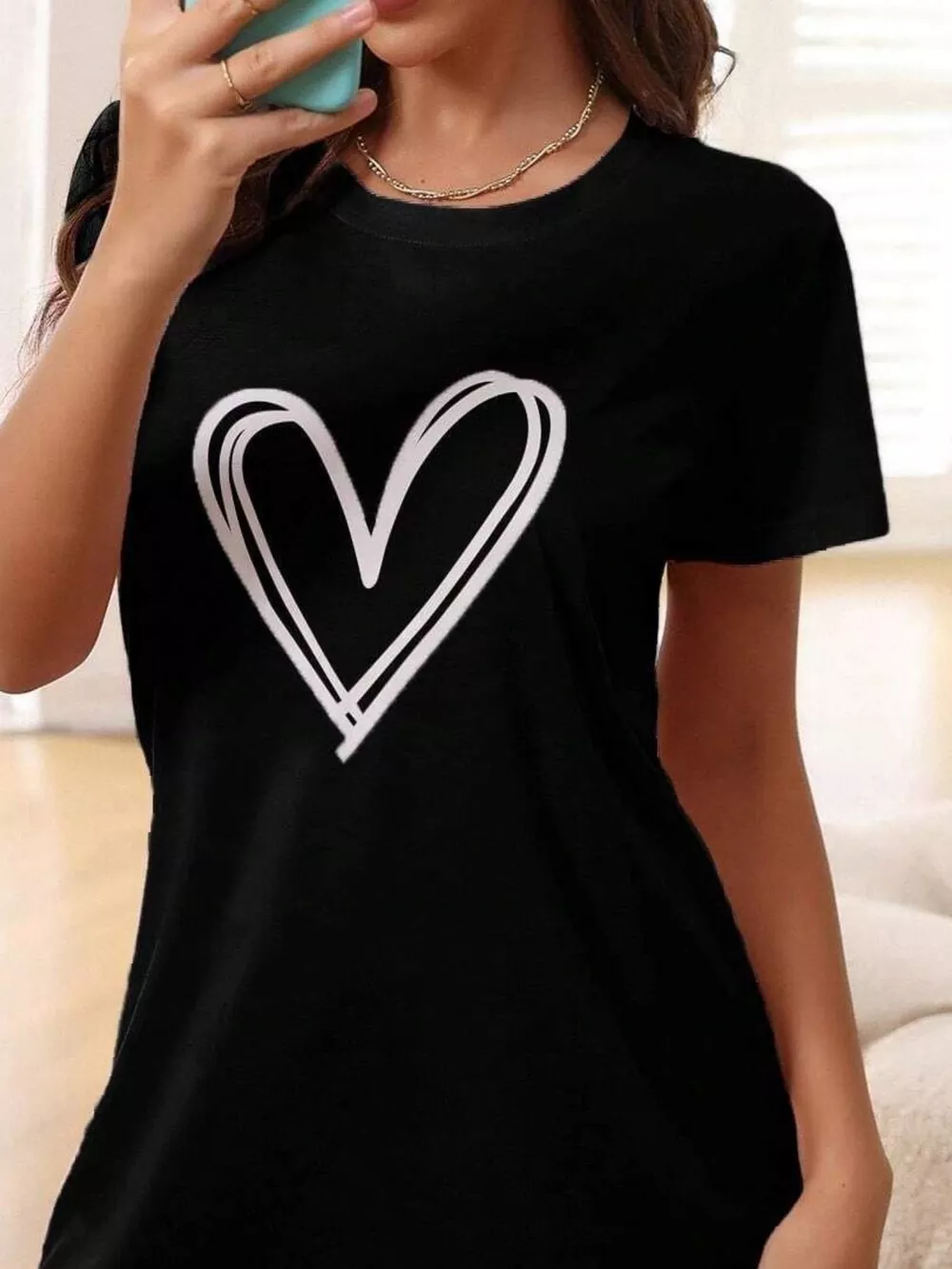Heart Short Sleeve Lounge Dress, image 12