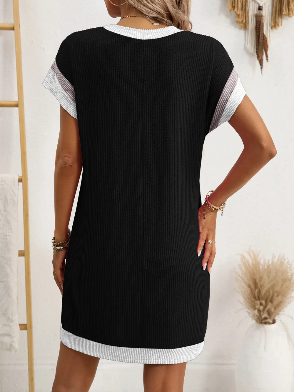 Round Neck Short Sleeve Mini Dress, image 8