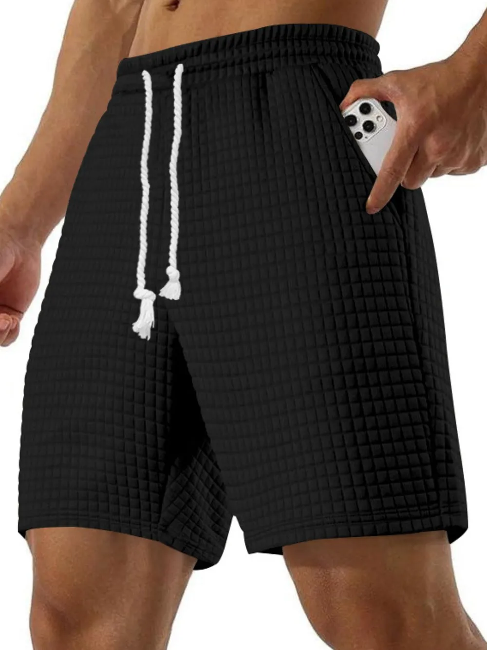 Men's Full Size Drawstring Textured Shorts Plus Size, image 3