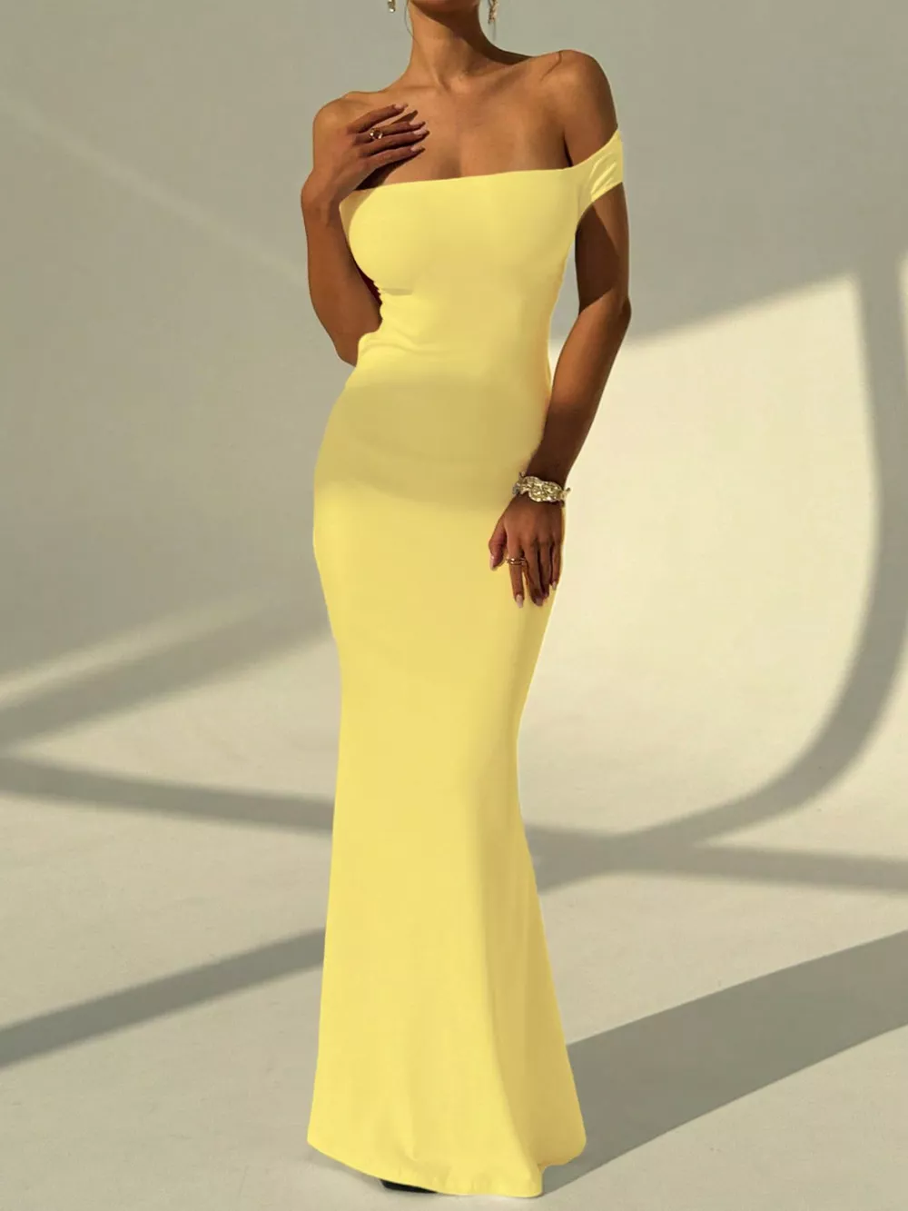 Backless Off-Shoulder Bodycon Mermaid Maxi Dress, image 6