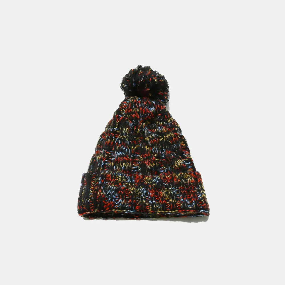 Contrast Cable-Knit Hat with Pompom, image 6