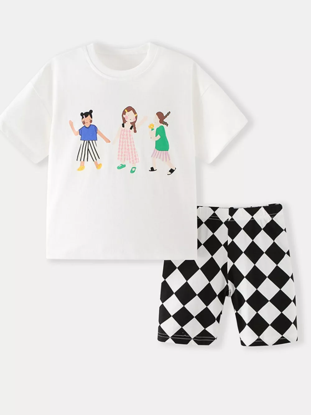 Children's Graphic Tee & Checkered Shorts Set, image 2