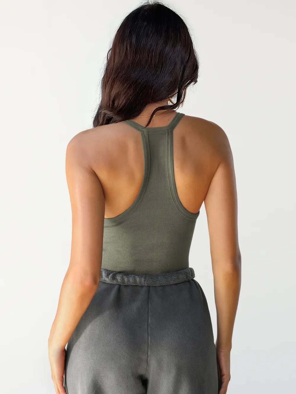 Ribbed V-Neck Halter Tank Top, image 9
