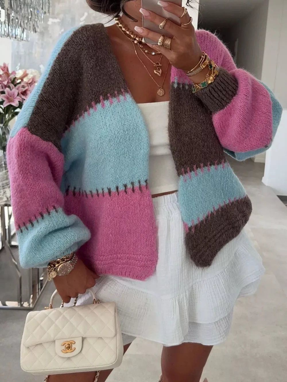 Color Block Open Front Cardigan, image 10