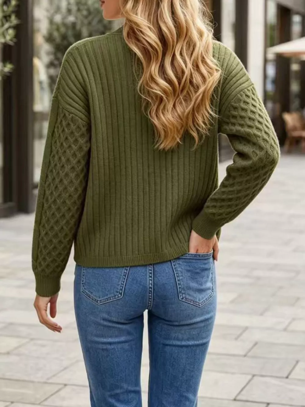 Cable-Knit V-Neck Button-Down Cardigan, image 10