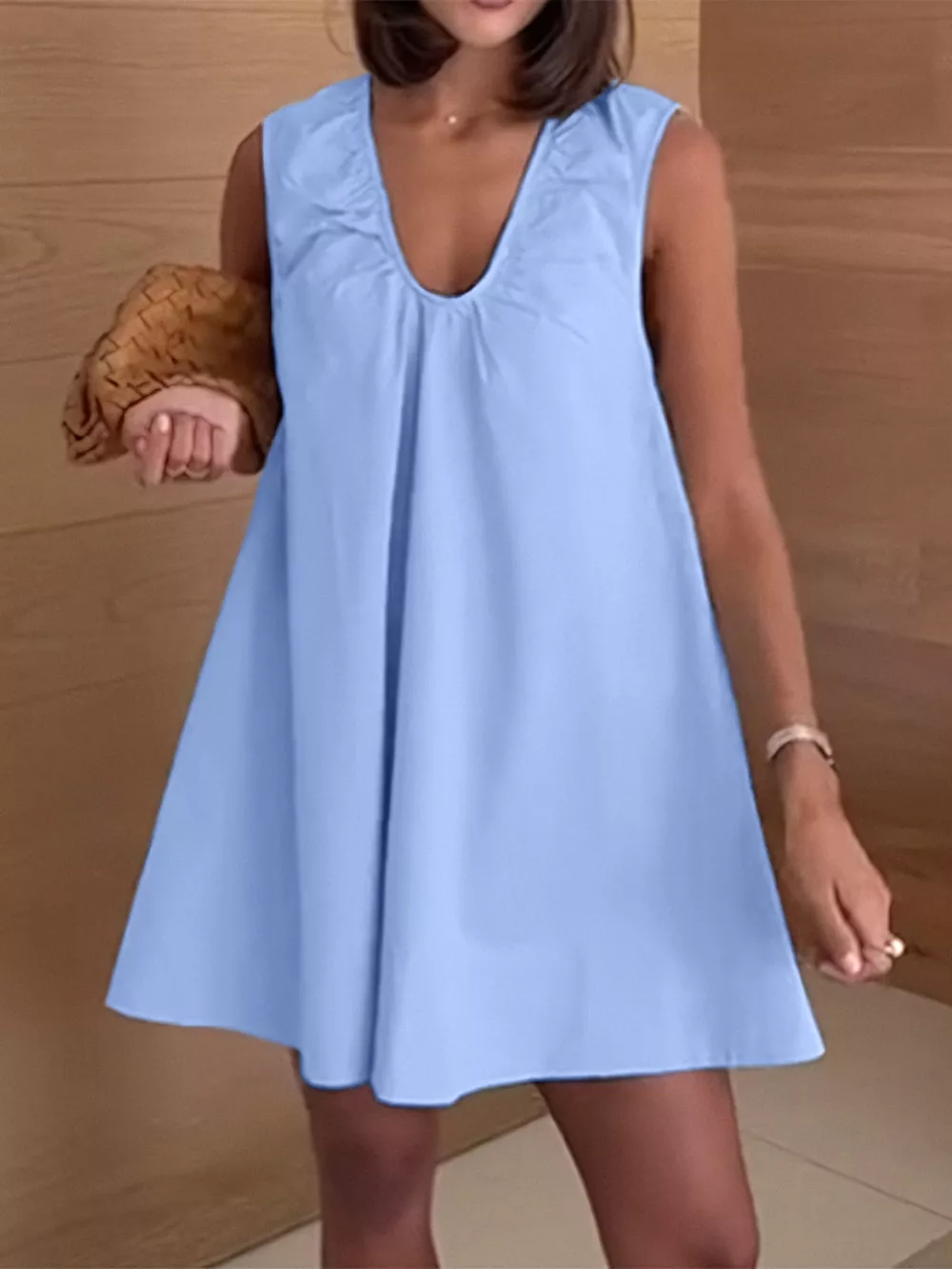 Casual Solid Color Sleeveless Mini Dress, image 3