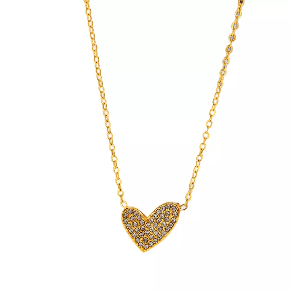 18K Gold-Plated Rhinestone Heart Necklace, image 6