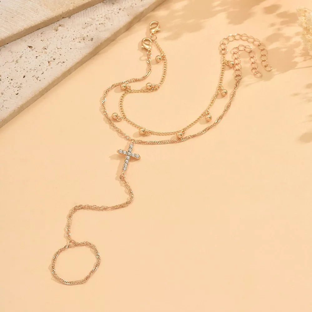 18K Gold-Plated Chain Cross Bracelet, image 3