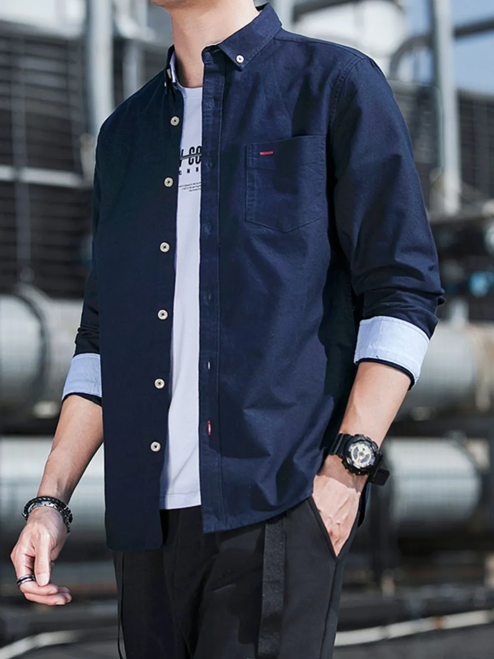 Men's Plus Size Button-Down Casual Shirt, image 2