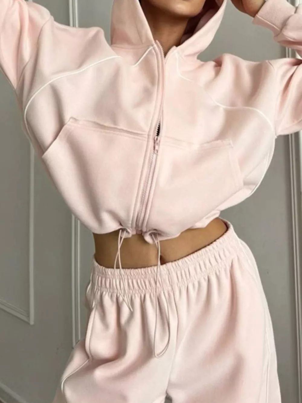 Fleece Zip-Up Hoodie and Joggers Set, image 4