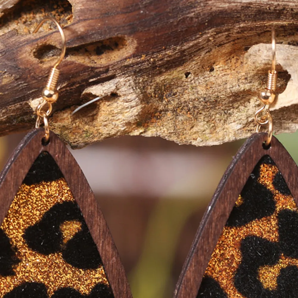 Sequin Wood Teardrop Earrings, image 9