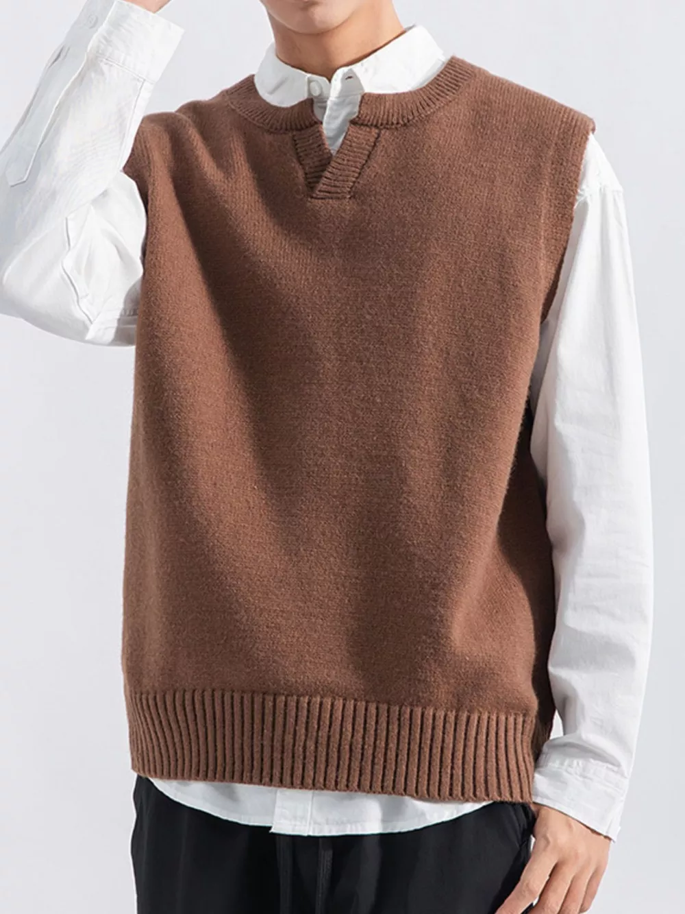 Men's Plus Size Ribbed Hem Sweater Vest, image 13