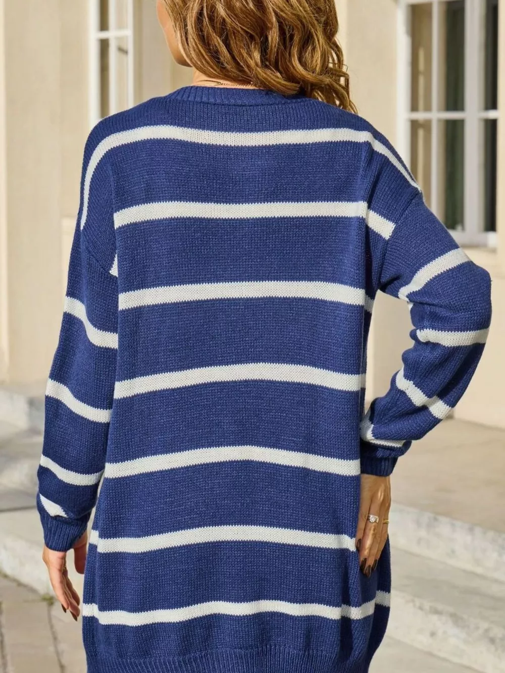 Striped Button-Down Knit Cardigan, image 7