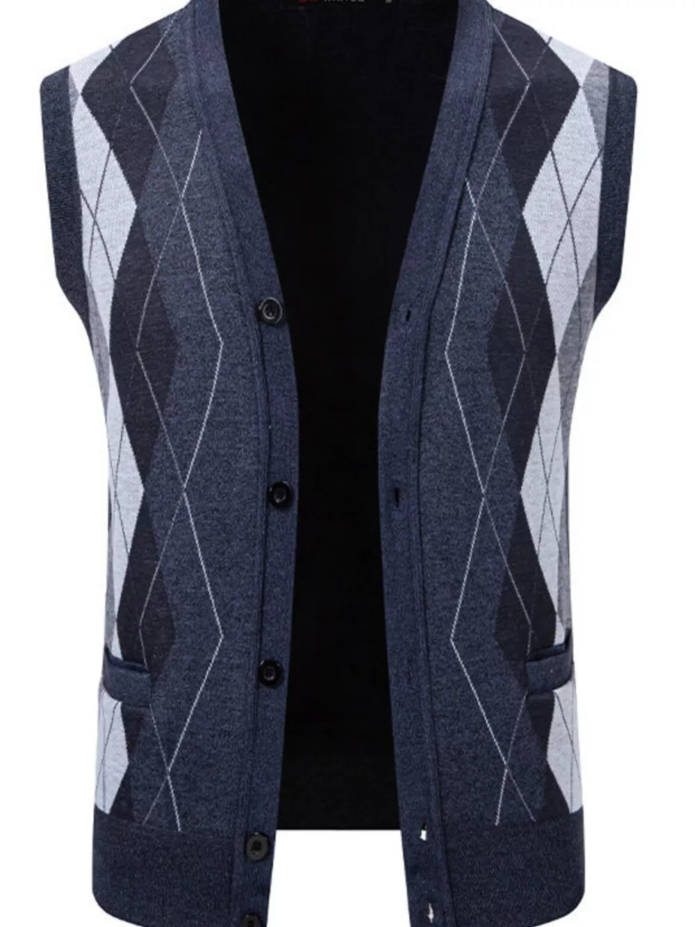 Men's Plus Size Classic Argyle Pattern Knitted Sweater Vest, image 2