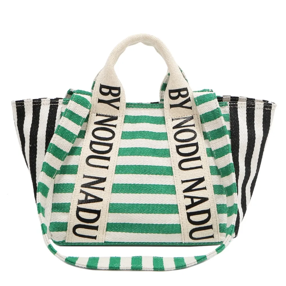 Letter Striped Tote Bag, image 2