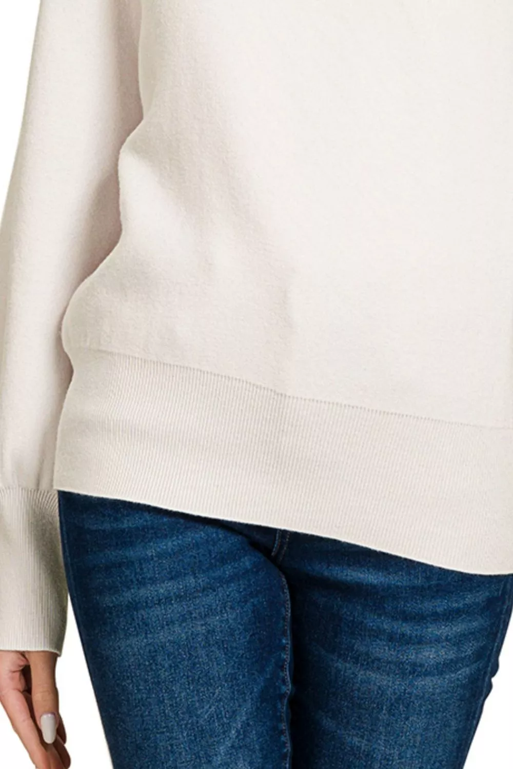 Viscose Mock Neck Exposed Seam Sweater, image 2