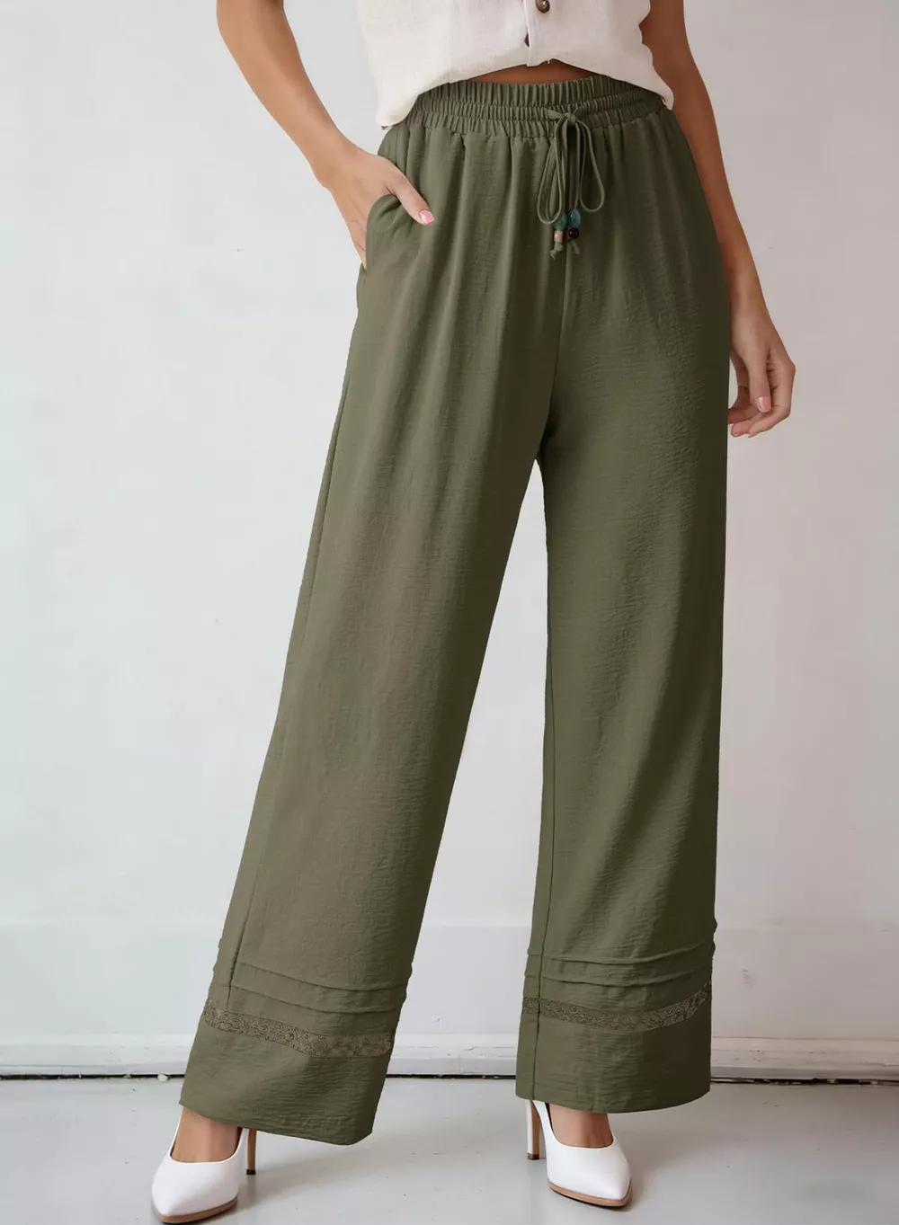 Casual Wide Leg Drawstring Pants, image 12