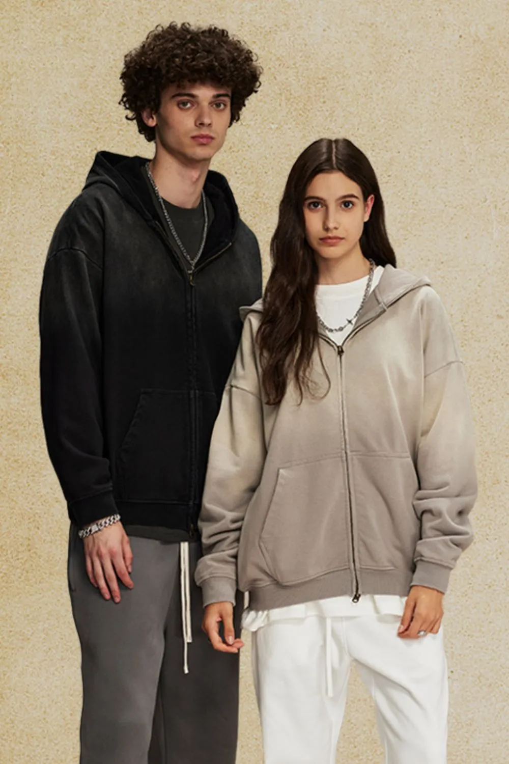 Men's Gradient Zip Up Drop Shoulder Hoodie, image 4