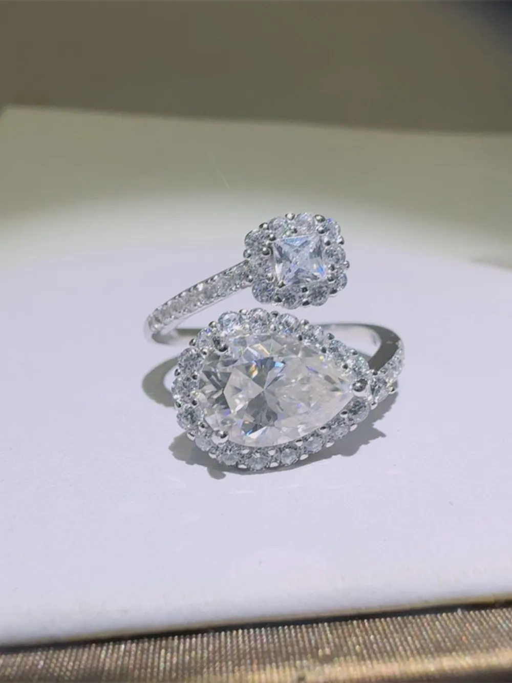 2 Carat Moissanite 925 Sterling Silver Bypass Ring, image 6