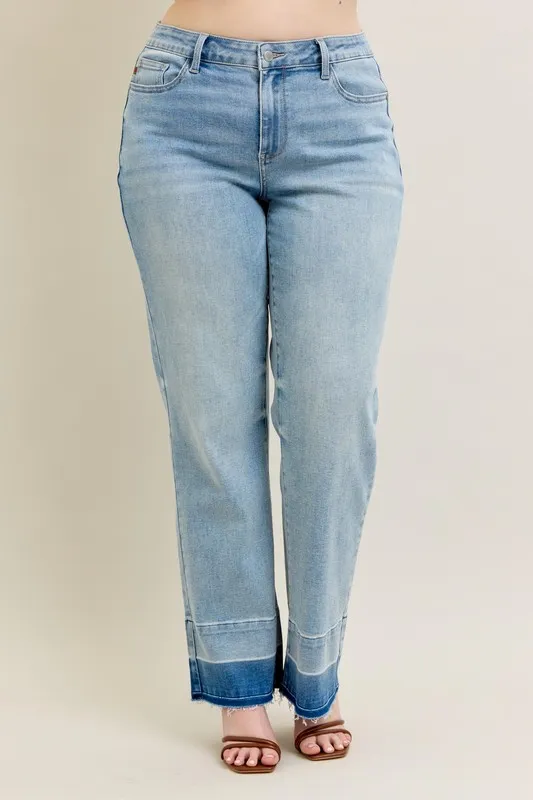 Full Size Mr Release Hem Wide Leg Jeans Plus Size, image 2