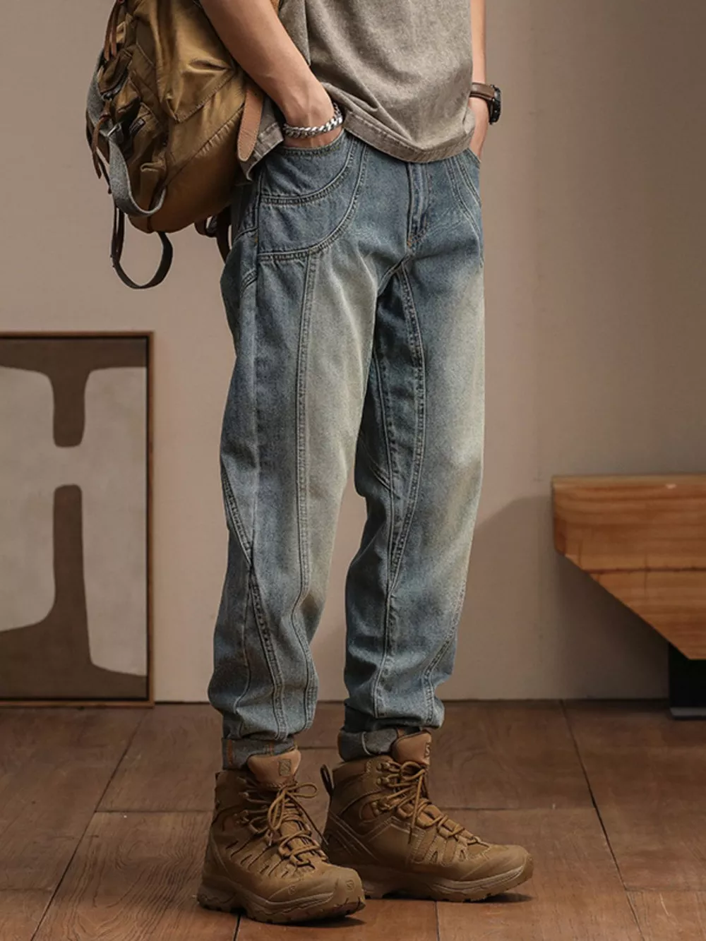 Men's Vintage Wash Relaxed Fit Jeans, image 5