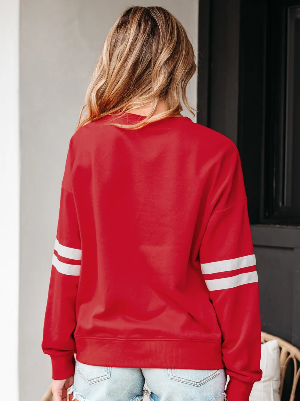 Stripe Round Neck Long Sleeve Sweatshirt, image 12