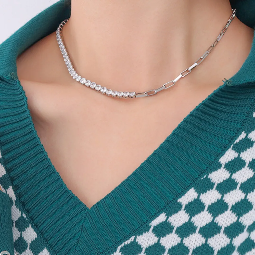 Zircon Titanium Steel Necklace, image 4