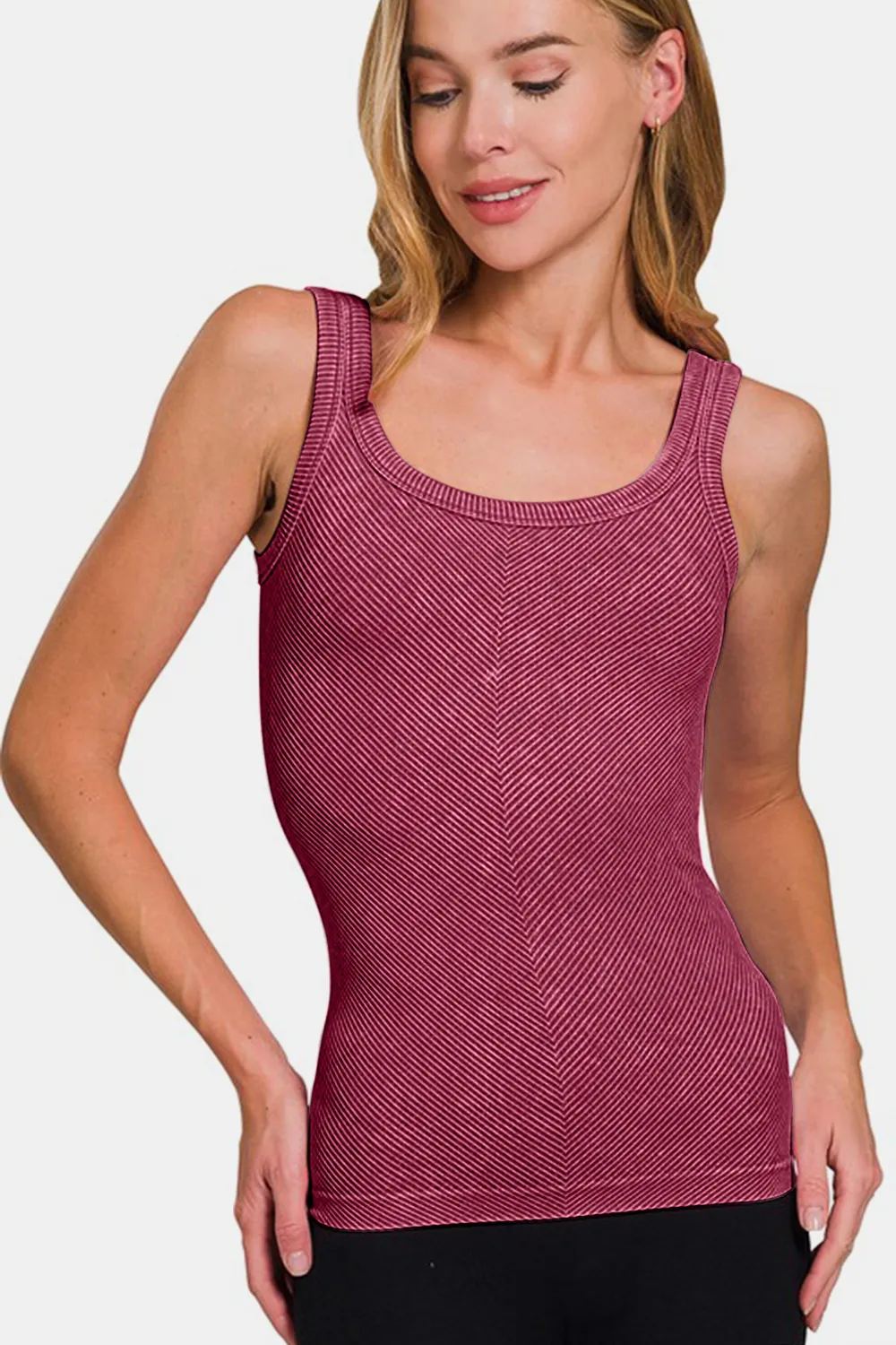 Ribbed Scoop Neck Tank, image 3