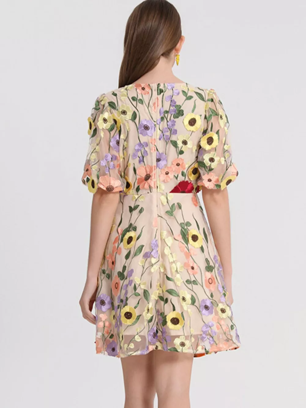 Plus Size Embroidered Floral V-Neck Mini Dress, image 10
