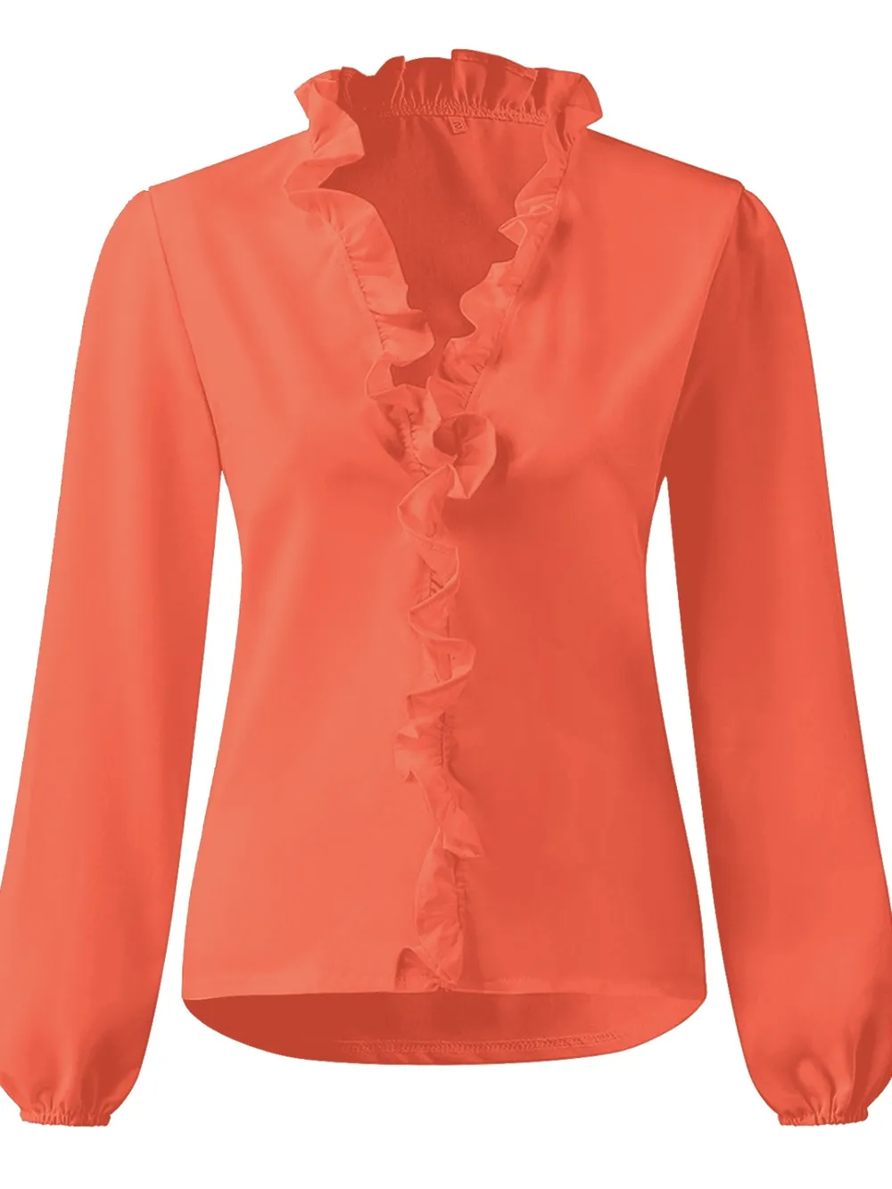 Ruffled V-Neck Long Sleeve Blouse, image 6