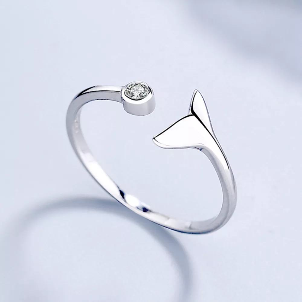925 Sterling Silver Whale Tail Ring, image 6