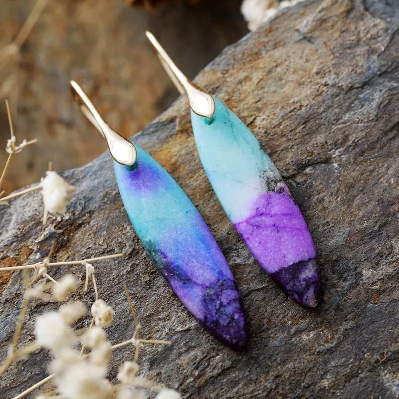 Copper Natural Stone Geometric Shape Earrings, image 6